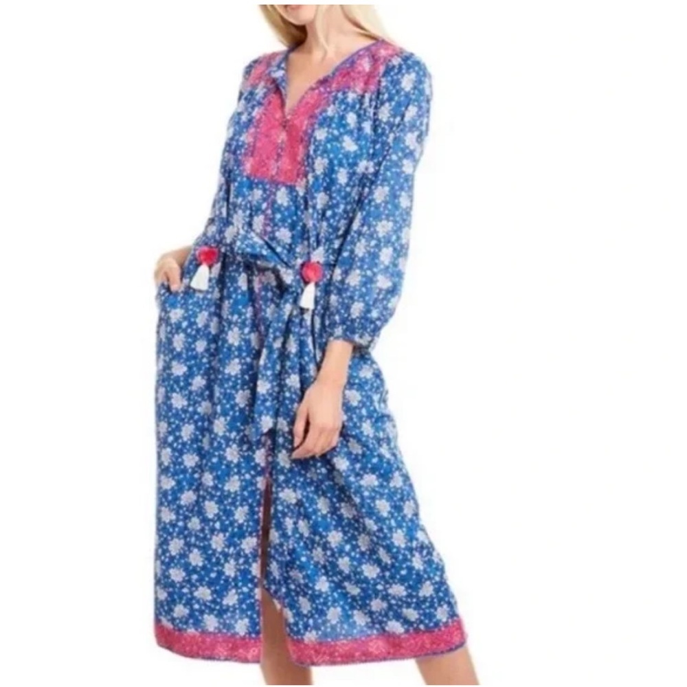 J Crew Floral Embroidered Tassels Tulum Dress